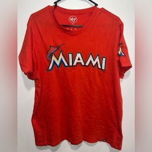 Men’s Miami Marlins Embroidered T-Shirt-Size Medium